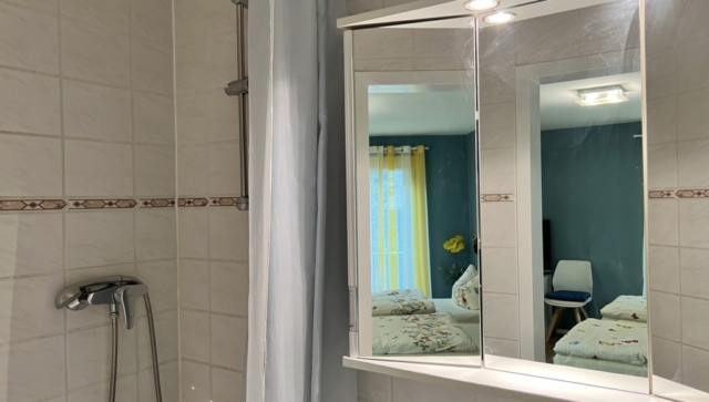 Bad mit Dusche im Zwei-Bett-Zimmer